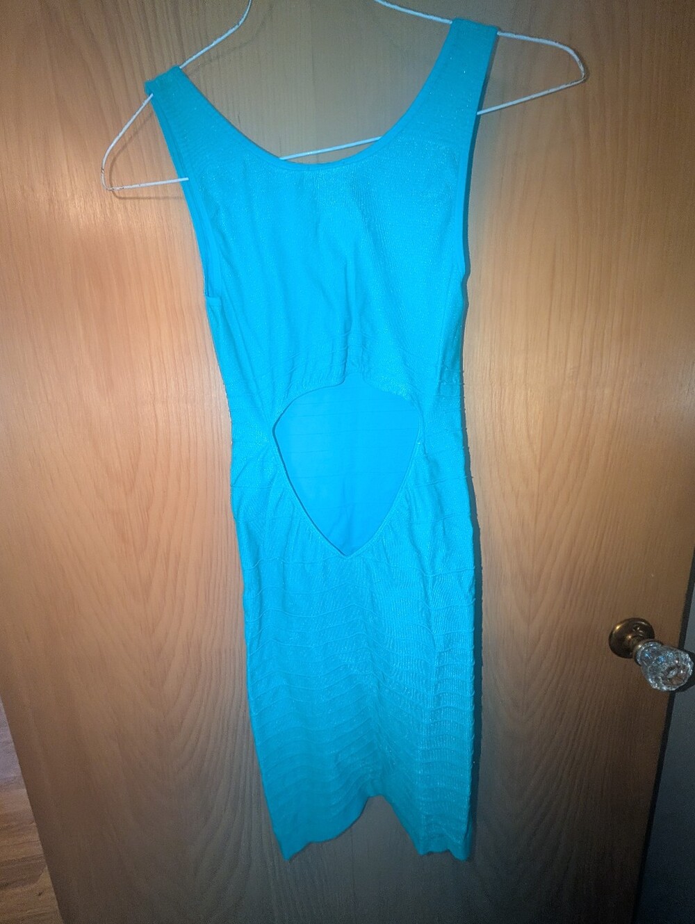 bebe Turquoise Scoop Neck Bodycon Midi Dress - Picture 3 of 5
